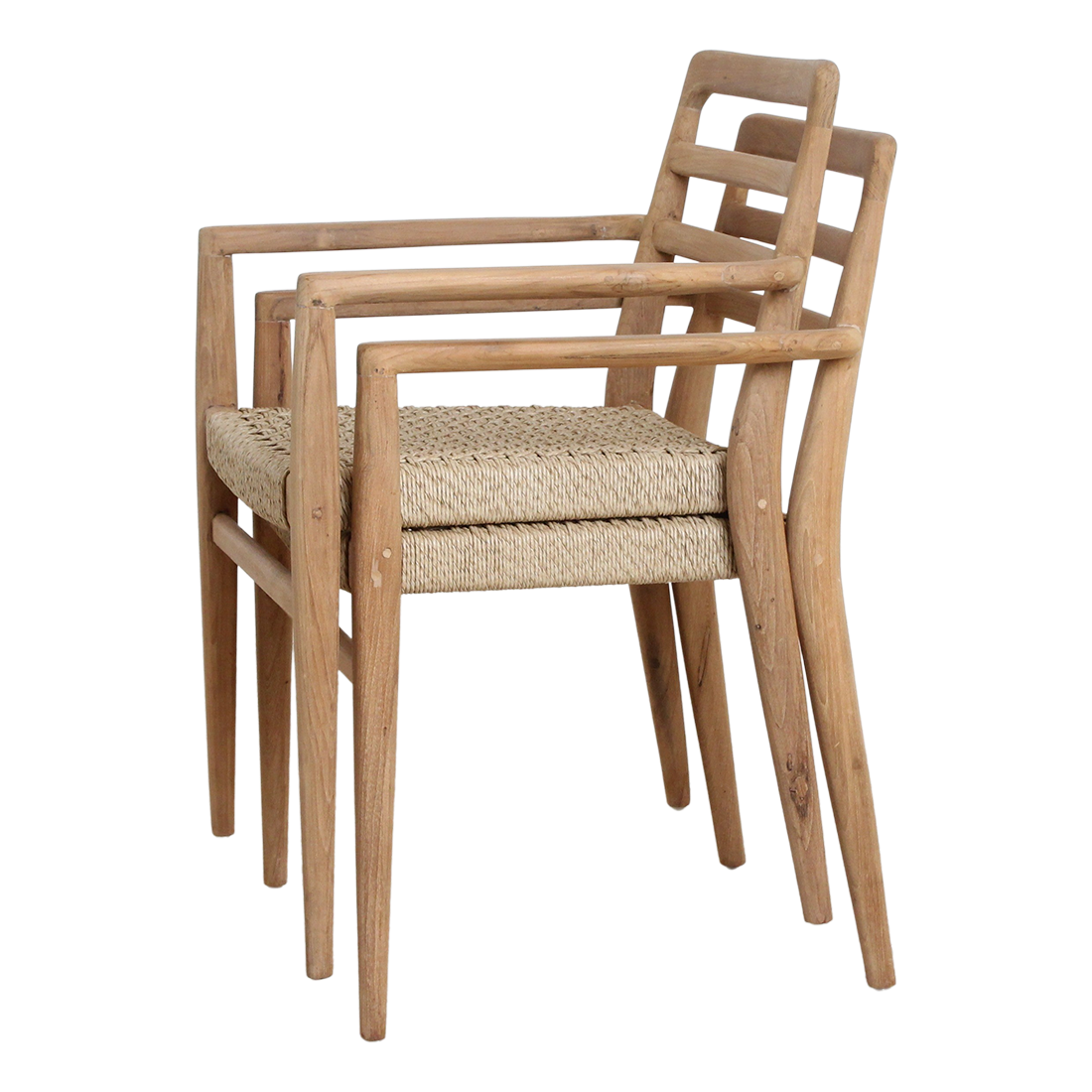 Set di 2 sedie da esterno Verano con braccioli, color naturale, Raw Materials