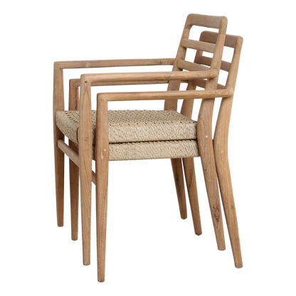 Set di 2 sedie da esterno Verano con braccioli, color naturale, Raw Materials