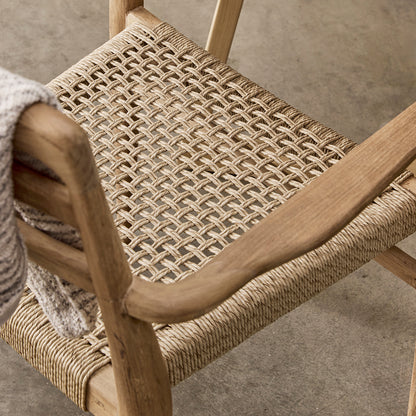Set di 2 sedie da esterno Verano con braccioli, color naturale, Raw Materials