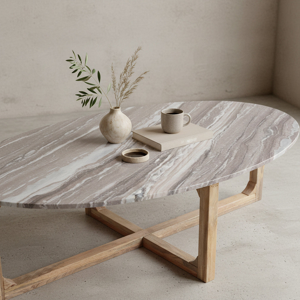 Tavolino da salotto Marmo Fantasy Ovale Marrone Raw Materials