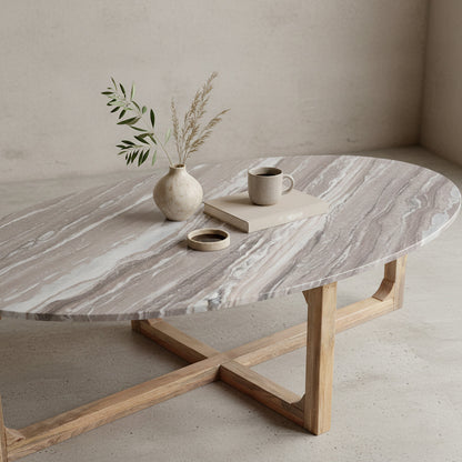Tavolino da salotto Marmo Fantasy Ovale Marrone Raw Materials