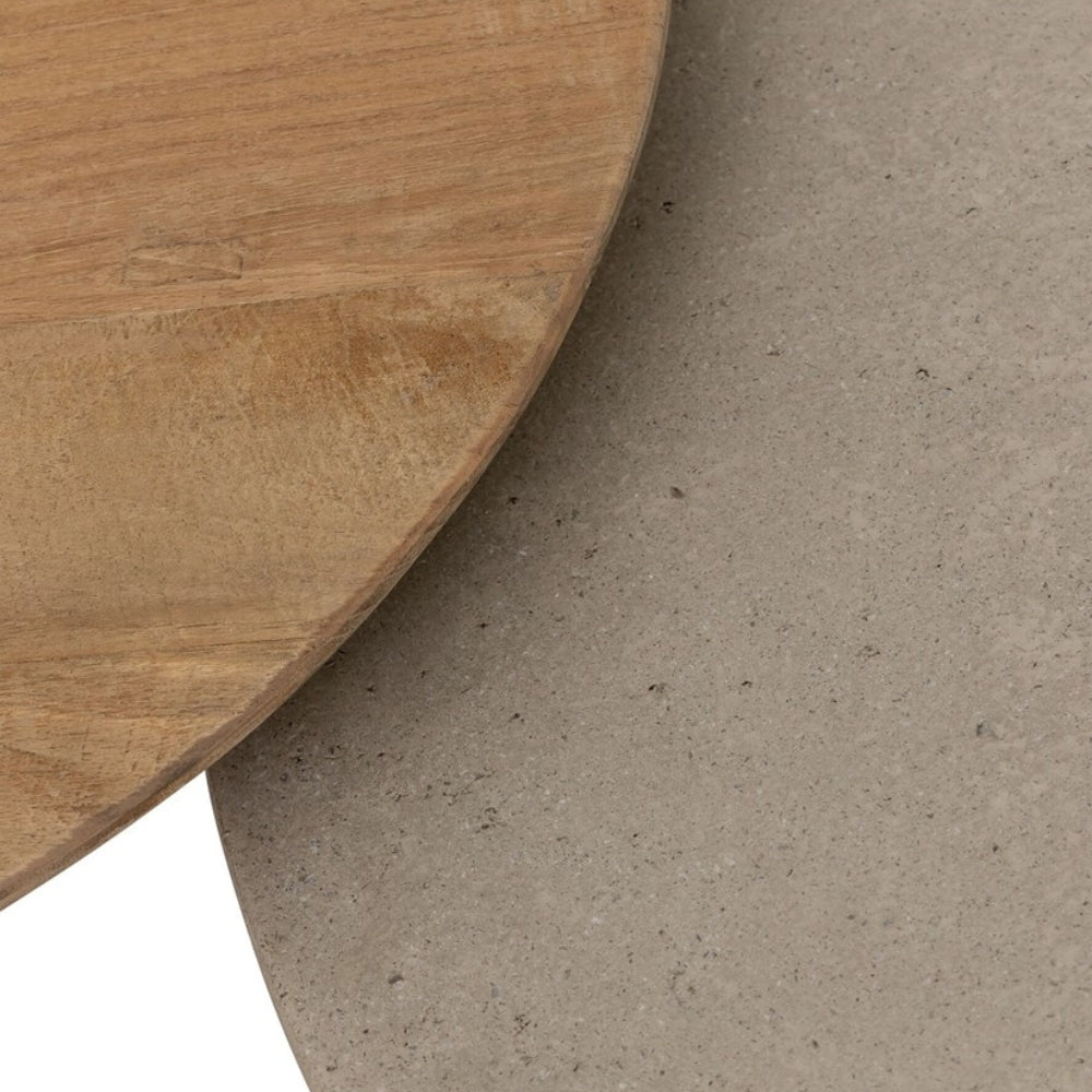 DTP Home Tavolino da salotto Nova Set di 2 Legno di teak + Travertino