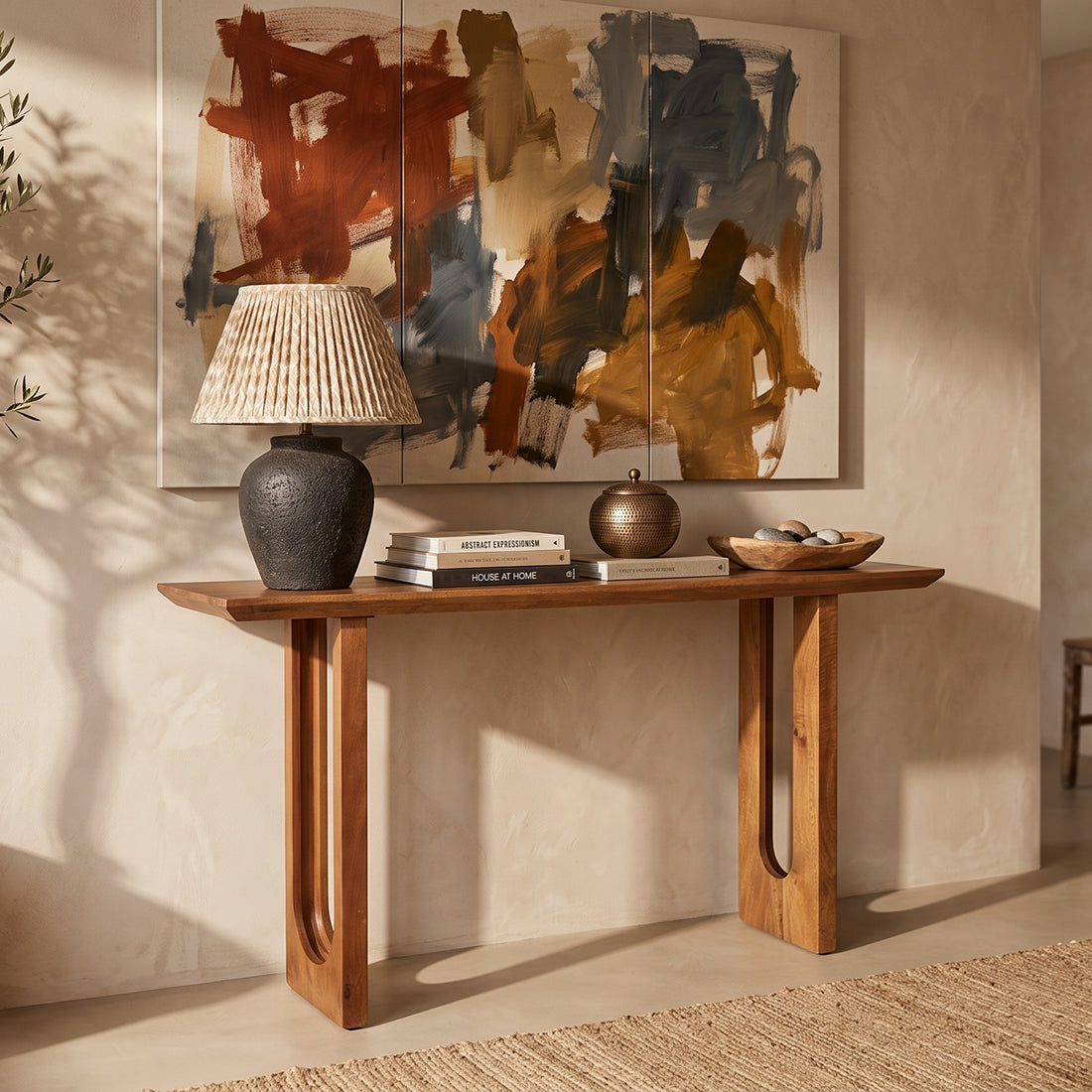 Tavolino laterale Bullnose Smussato Legno di mango Materie prime