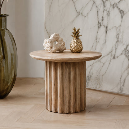 Tavolino laterale Reversed Fluted Naturale 55cm Raw Materials