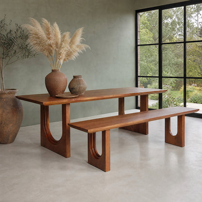 Tavolo da pranzo Bullnose Chamfered Arch in legno di mango 180 cm Raw Materials