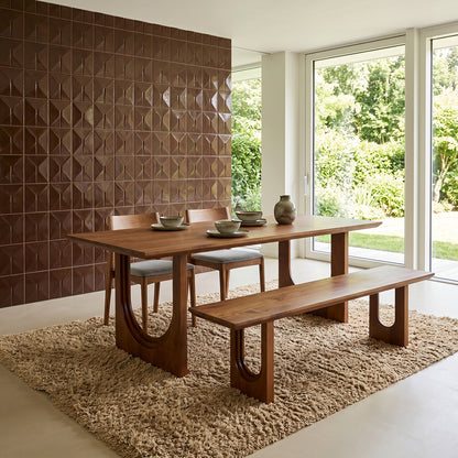 Tavolo da pranzo Bullnose Chamfered Arch in legno di mango 180 cm Raw Materials