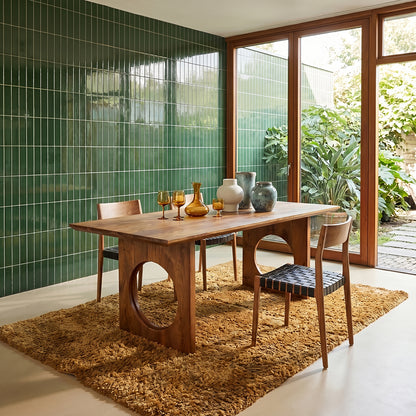 Tavolo da pranzo Bullnose Chamfered Loop in legno di mango 240 cm Raw Materials