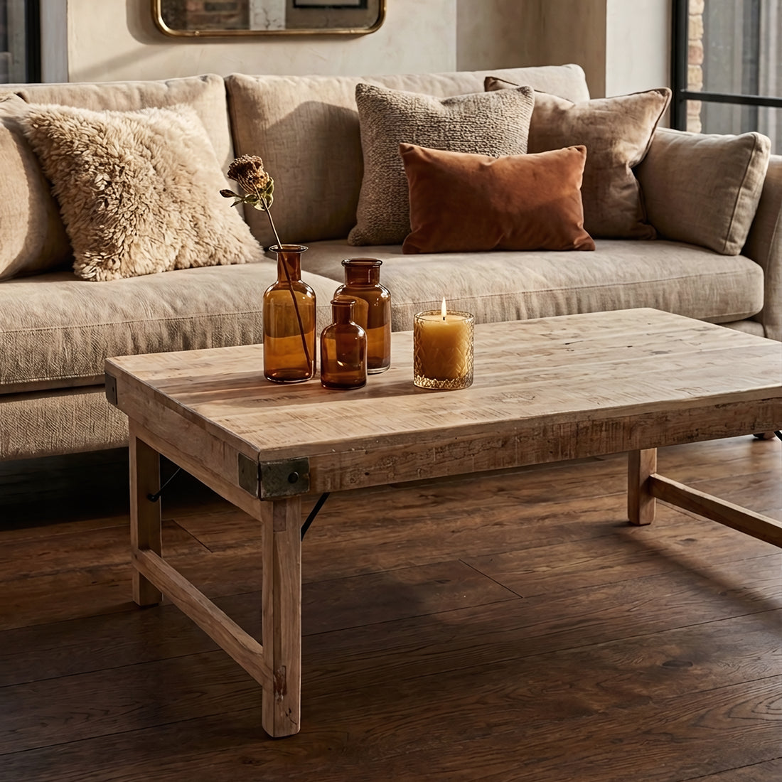 Tavolino da salotto pieghevole Limewash Raw Materials