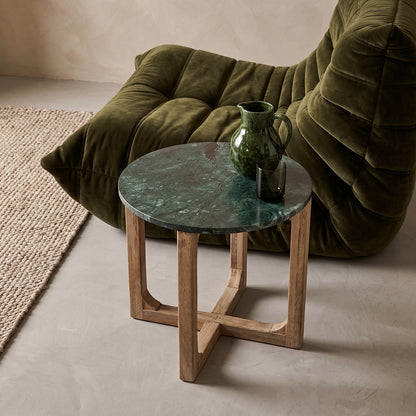 Tavolino Verde Rotondo Marmo Raw Materials