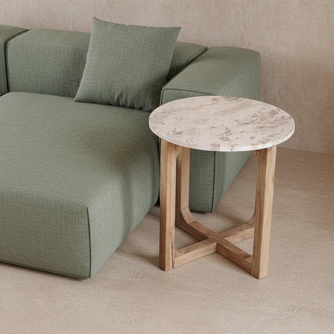 Tavolino in marmo Crema - 50x50x50 cm Raw Materials