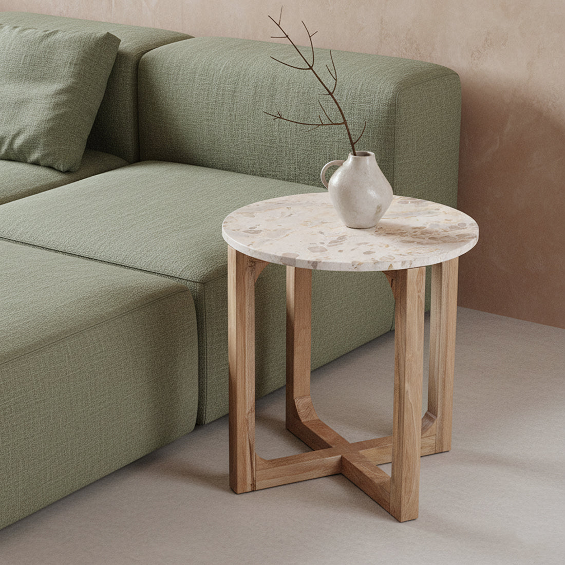Tavolino in marmo Crema - 50x50x50 cm Raw Materials