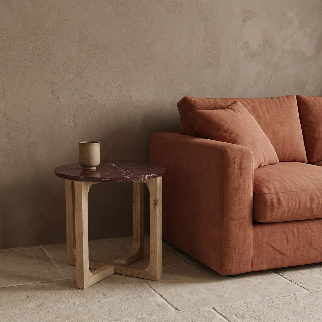 Tavolino in marmo rotondo ‘Cherry’ Raw Materials