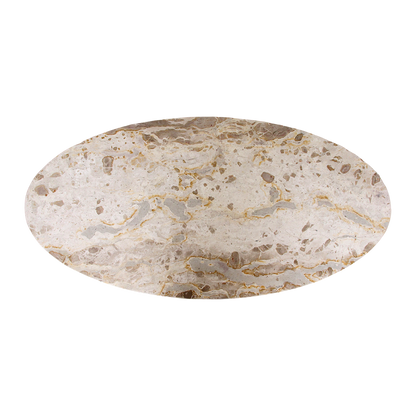 Tavolino da salotto ovale in marmo color crema Raw Materials