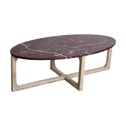 Tavolino da salotto ovale in marmo ‘Cherry’ Raw Materials
