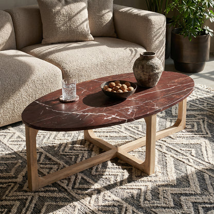 Tavolino da salotto ovale in marmo ‘Cherry’ Raw Materials