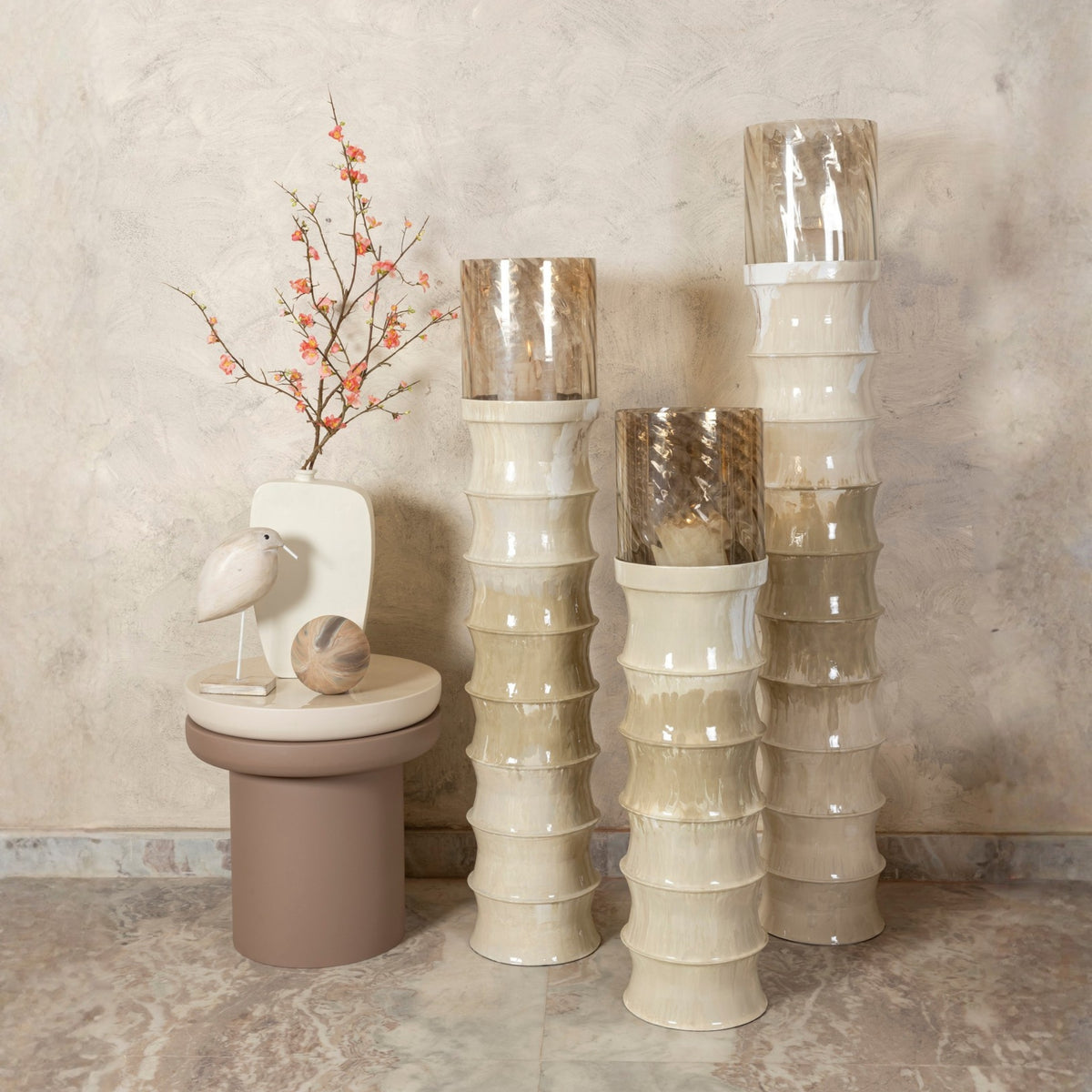 Lanterne a vento Kaylyne smalto crema media PTMD