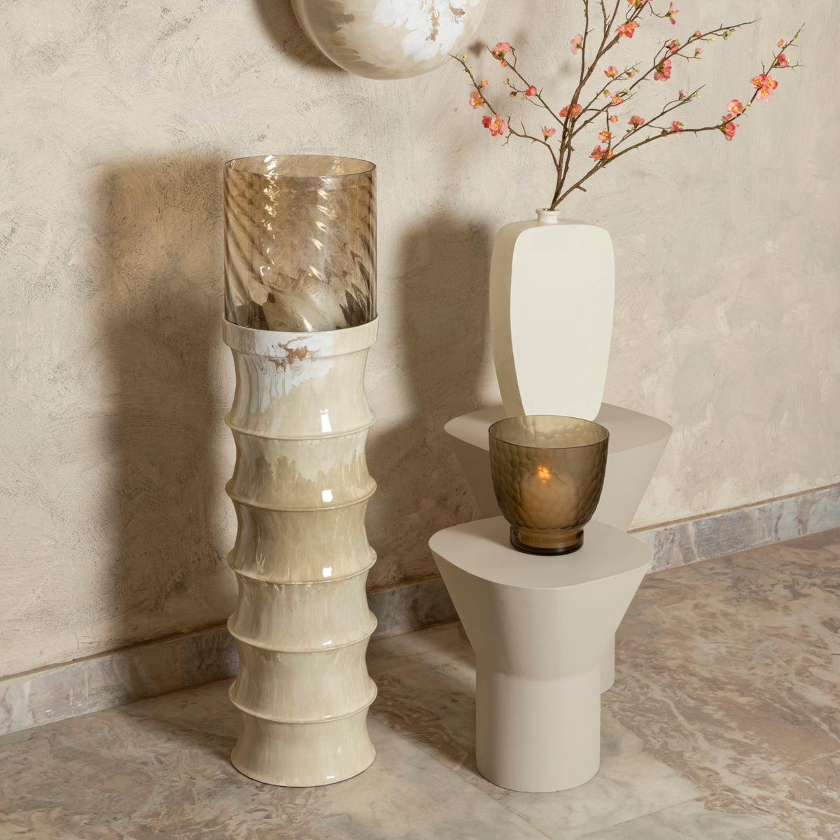 Lanterne a vento Kaylyne smalto crema media PTMD