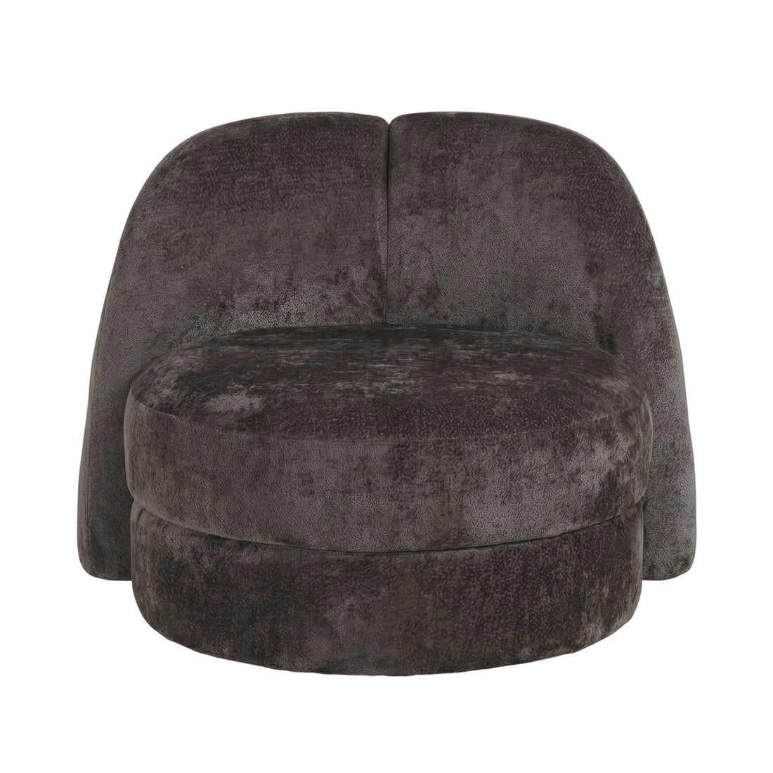 Arco Fauteuil Rond Aphrodite Donkerbruin van PTMD, donkerbruine ronde fauteuil met Aphrodite stof