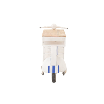 Mobile bar Retro Scooter in ferro a righe blu/bianco J-Line