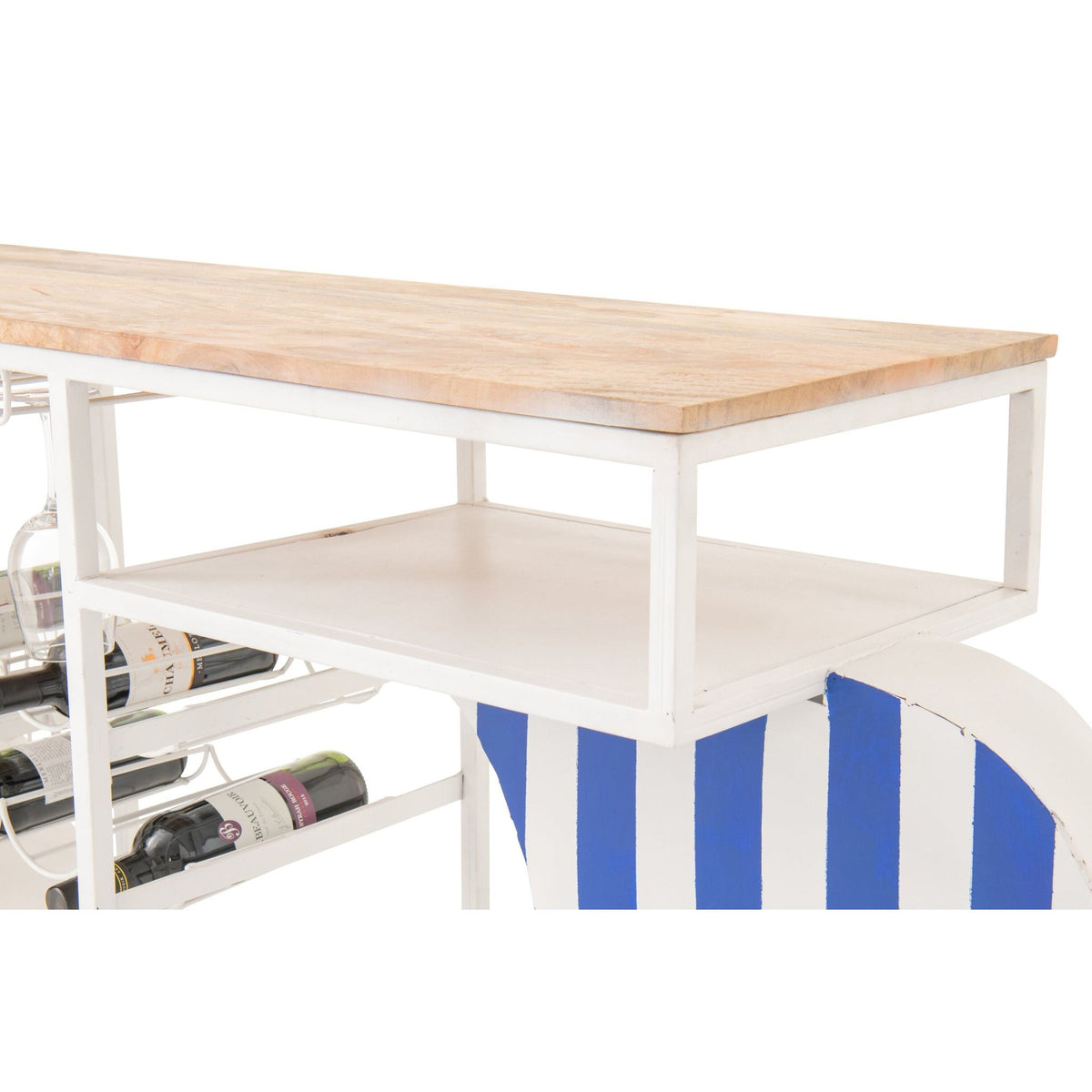 Mobile bar Retro Scooter in ferro a righe blu/bianco J-Line