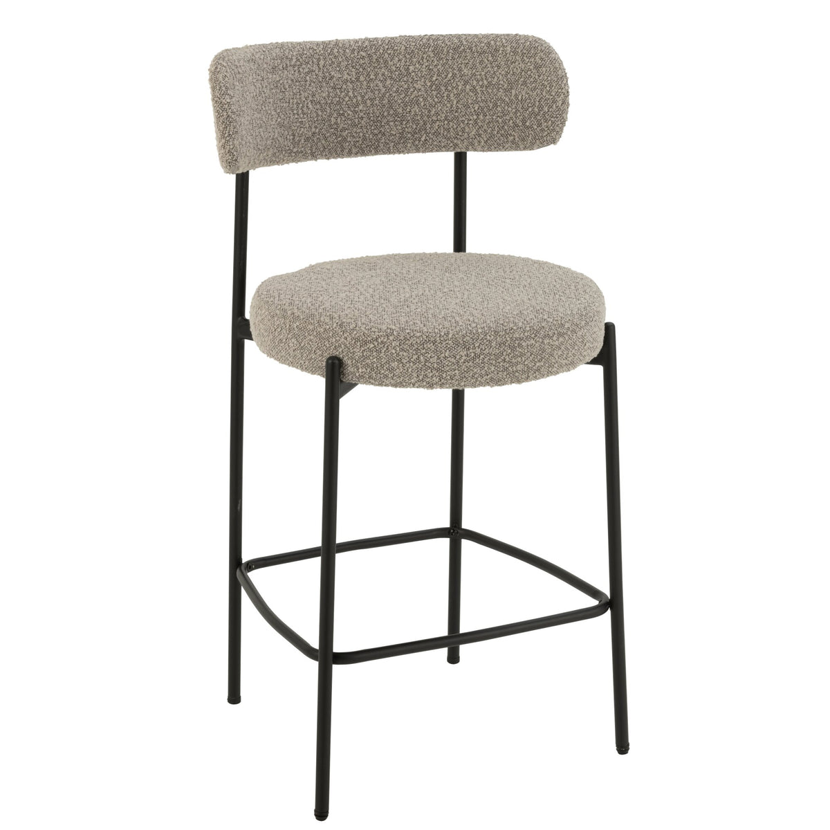 Sgabello da bar Boucle Multistrato/Poliestere Grigio/Nero J-Line