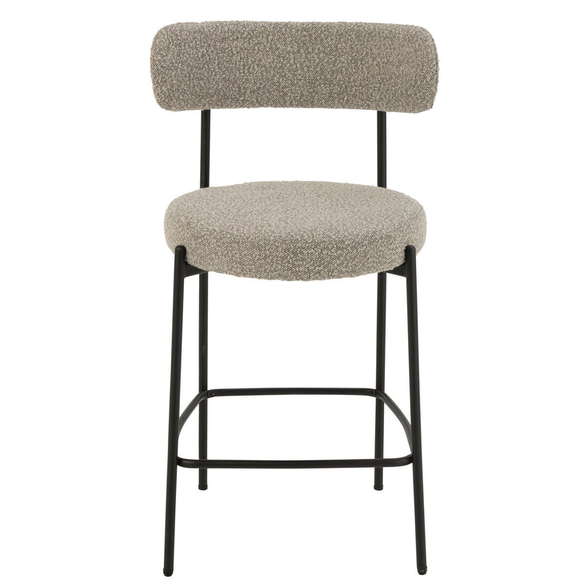 Sgabello da bar Boucle Multistrato/Poliestere Grigio/Nero J-Line