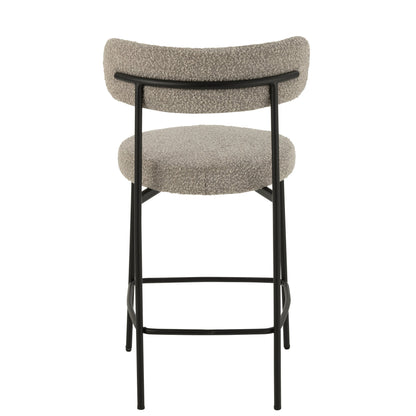 Sgabello da bar Boucle Multistrato/Poliestere Grigio/Nero J-Line