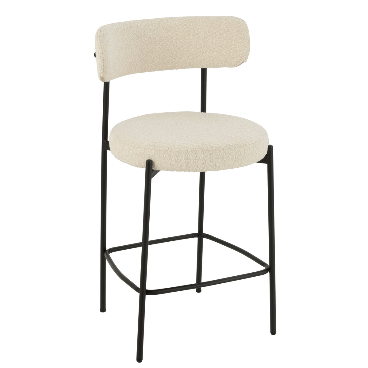 Sgabello da bar Boucle Multistrato/Poliestere Bianco/Nero J-Line