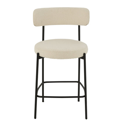 Sgabello da bar Boucle Multistrato/Poliestere Bianco/Nero J-Line
