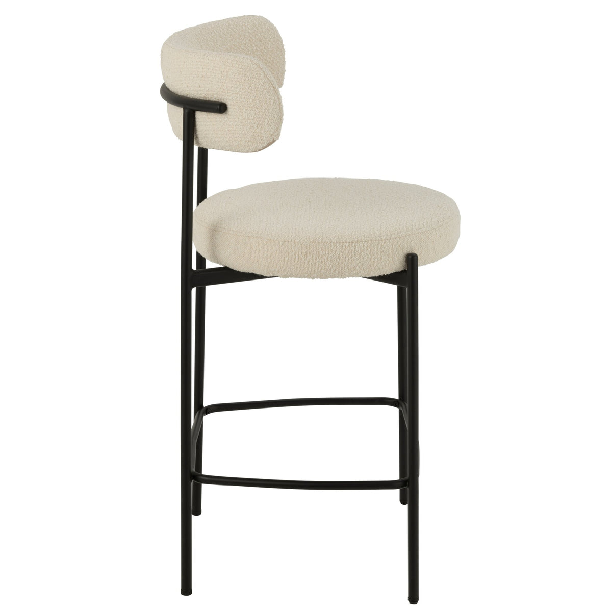Sgabello da bar Boucle Multistrato/Poliestere Bianco/Nero J-Line