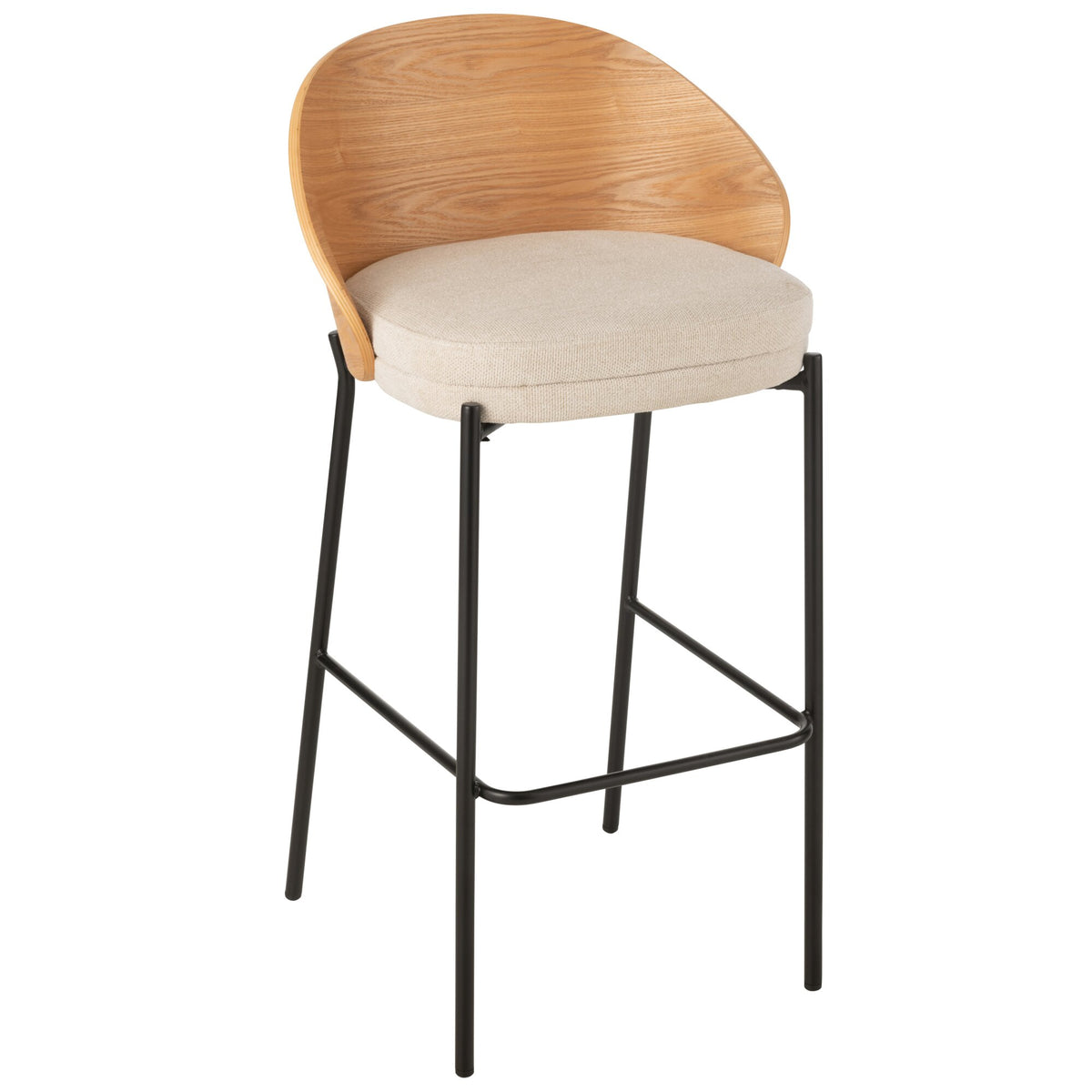 Sgabello da bar Lone Multistrato/Metallo Naturale/Beige J-Line