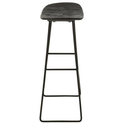 Barstoel Rechthoekig Gerecycleerd Teak Zwart Large - Barkruk - J-Line - livinglovely.nl