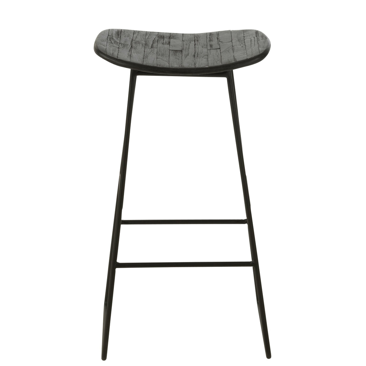 Sgabello da bar rettangolare in teak riciclato nero Large J-Line