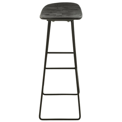 Sgabello da bar rettangolare in teak riciclato nero Large J-Line
