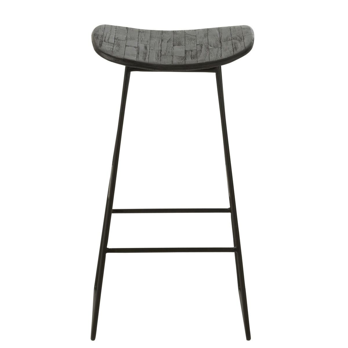 Sgabello da bar rettangolare in teak riciclato nero Large J-Line