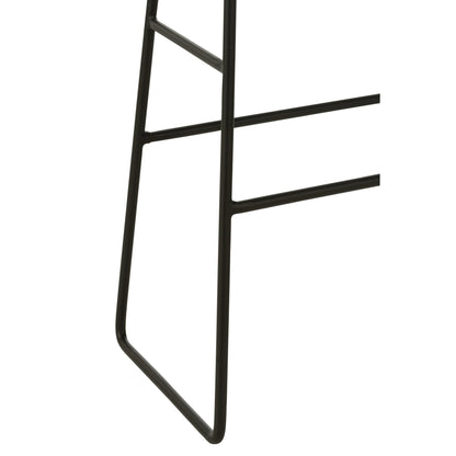 Sgabello da bar rettangolare in teak riciclato nero Large J-Line