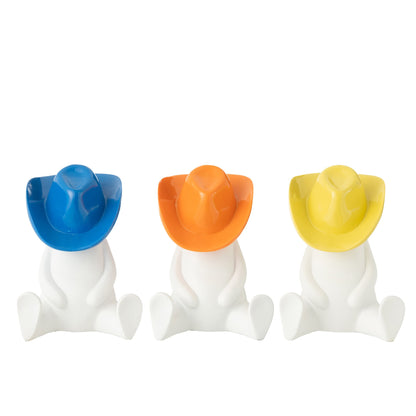 Set di 3 statuine con cappello da cowboy in resina mista J-Line