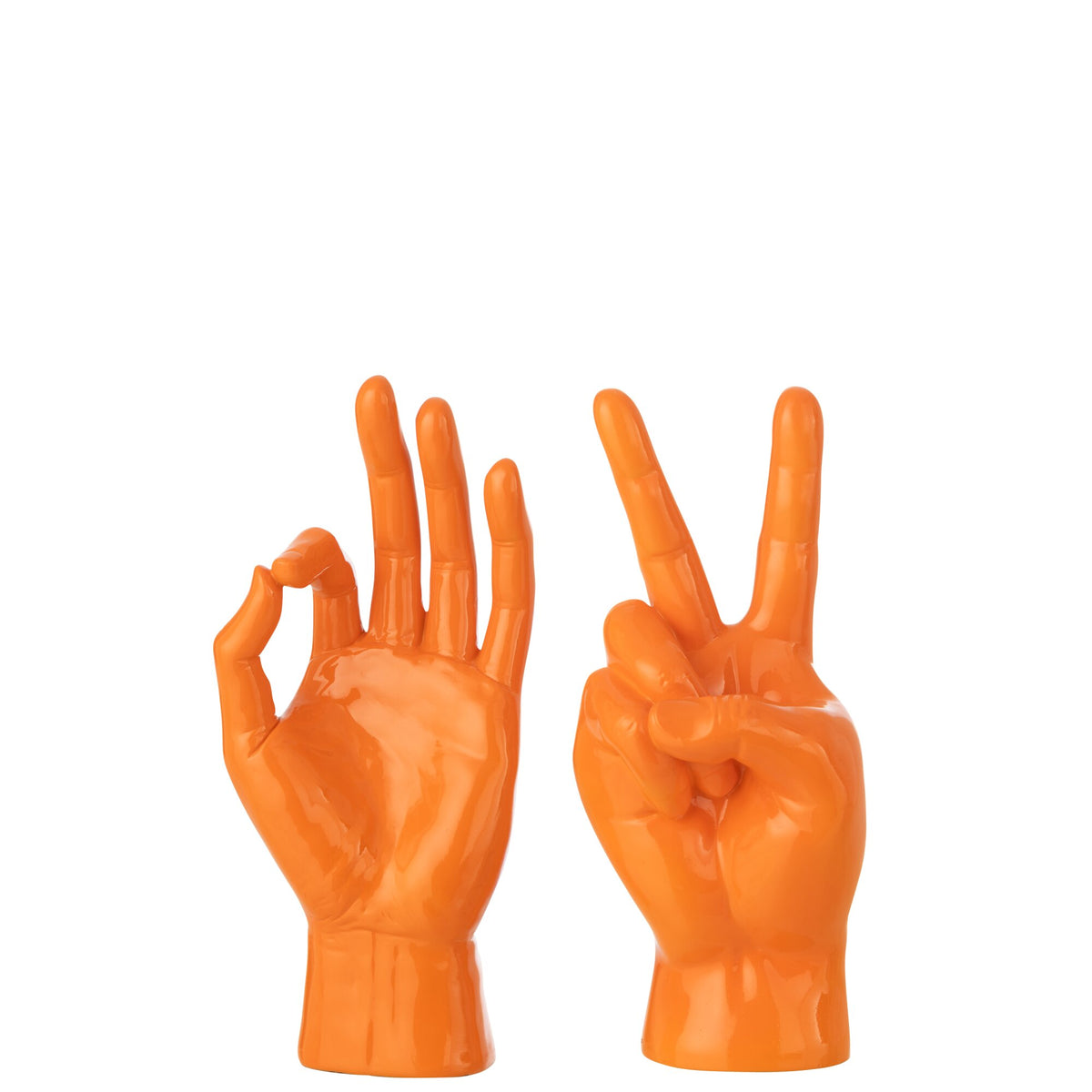 Statuetta Lingua dei segni in poliresina arancione scuro assortimento da 2 J-Line