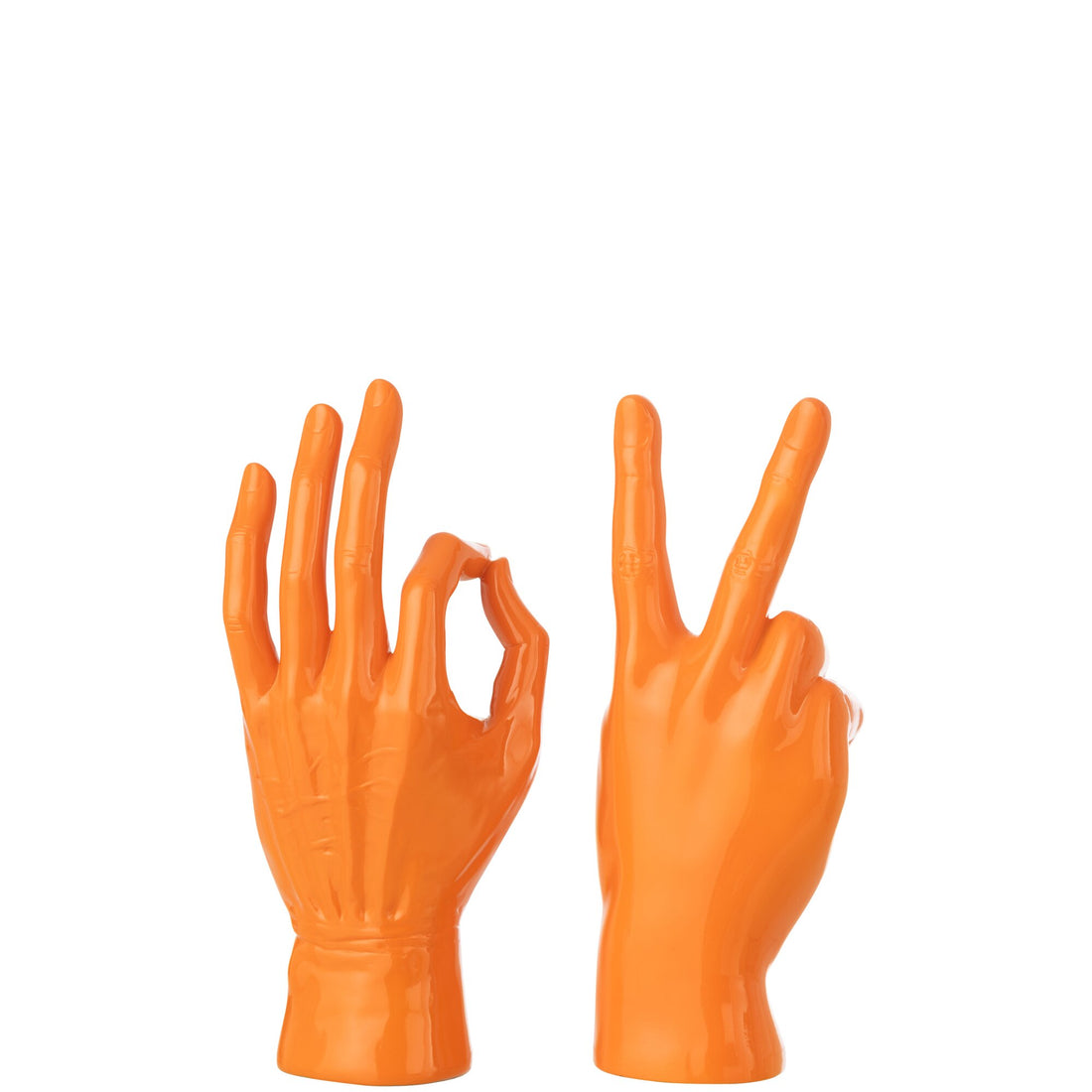 Statuetta Lingua dei segni in poliresina arancione scuro assortimento da 2 J-Line
