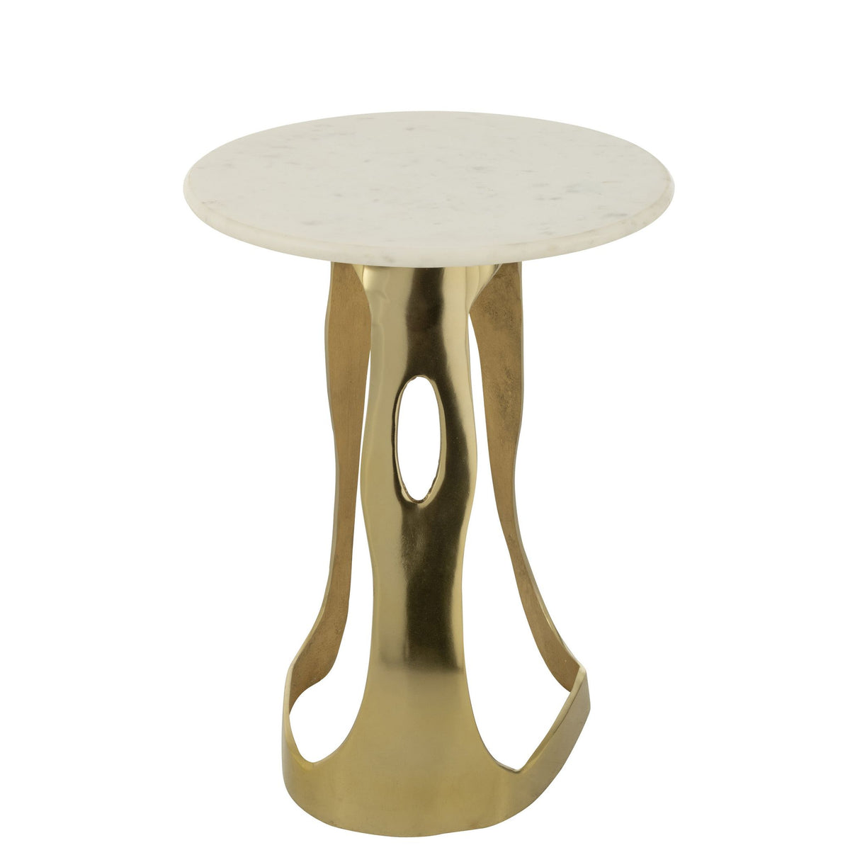 Bijzettafel Aluminium/Steen Goudkleurig/Wit Large J-Line