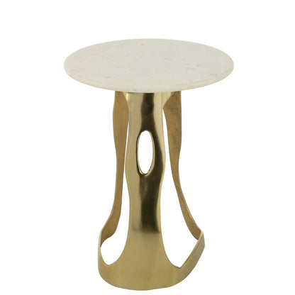 Bijzettafel Aluminium/Steen Goudkleurig/Wit Large J-Line