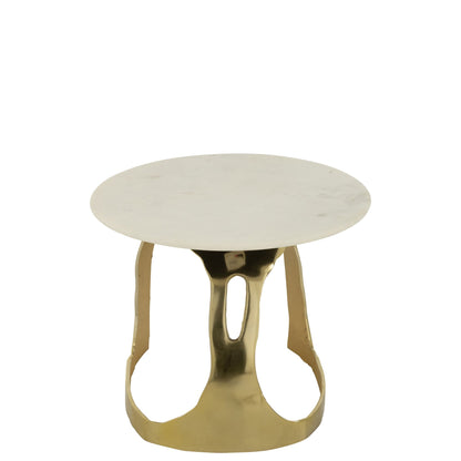 Bijzettafel Aluminium/Steen Goudkleurig/Wit Small J-Line