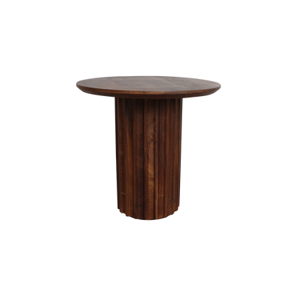 Bijzettafel Bullnose Reversed Fluted van Raw Materials, rond blad van 50 cm doorsnee van bovenaf