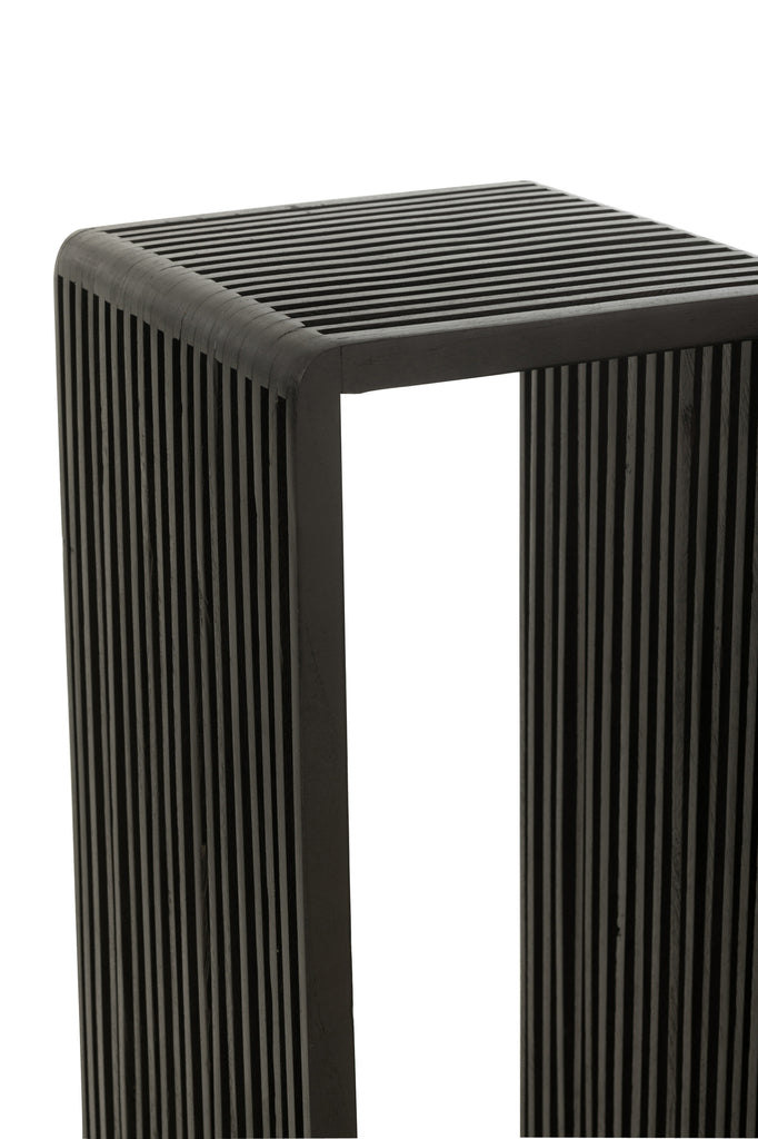 Bijzettafel kubus Gerecycleerd Teak Zwart Set van 2 - Zuil - J-Line - livinglovely.nl