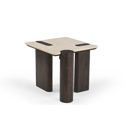 Marmeren blad van bijzettafel Maeve met een boek en een kaars