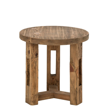Tavolino Rotondo in Legno Riciclato Marrone J-Line