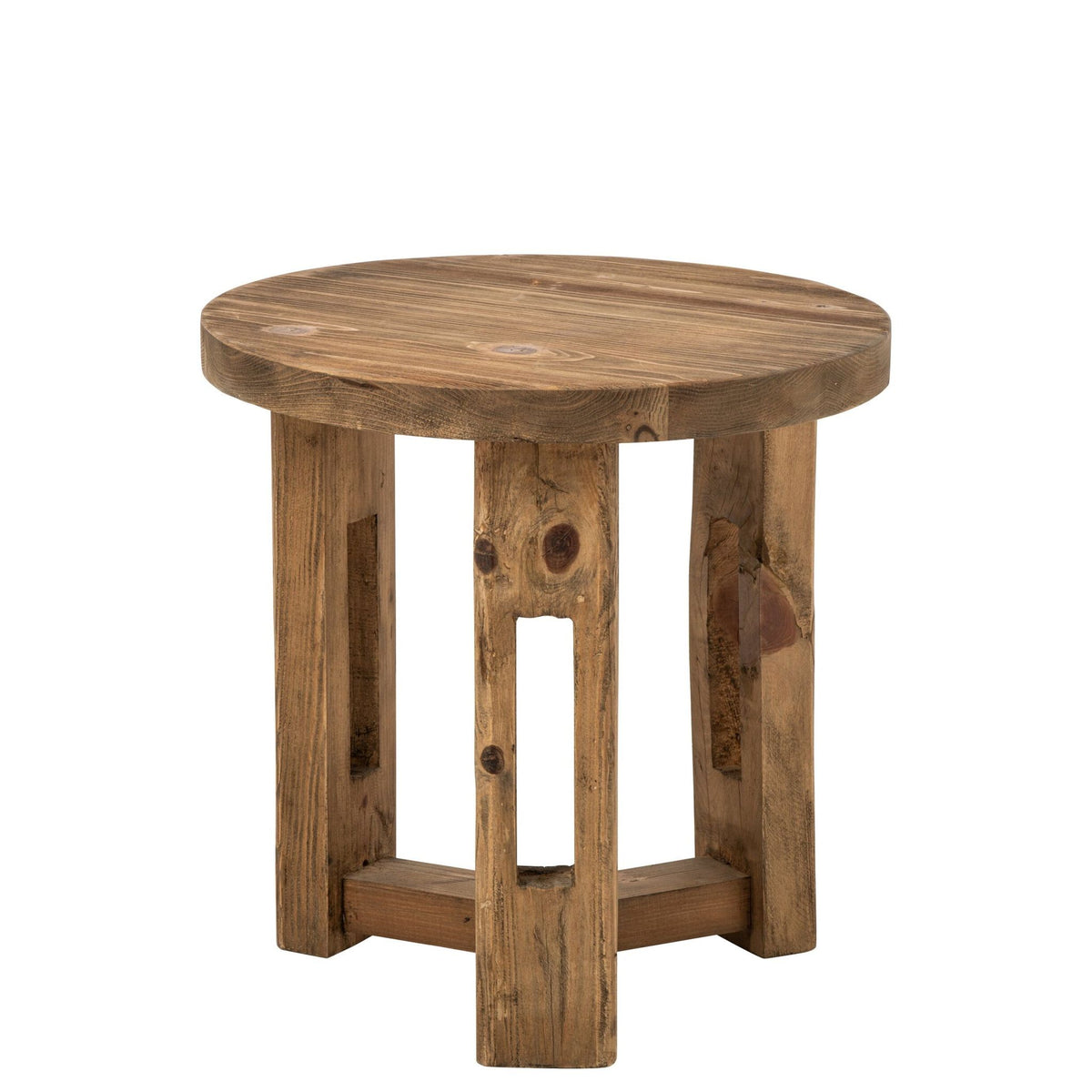 Tavolino Rotondo in Legno Riciclato Marrone J-Line