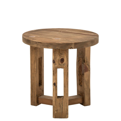 Tavolino Rotondo in Legno Riciclato Marrone J-Line