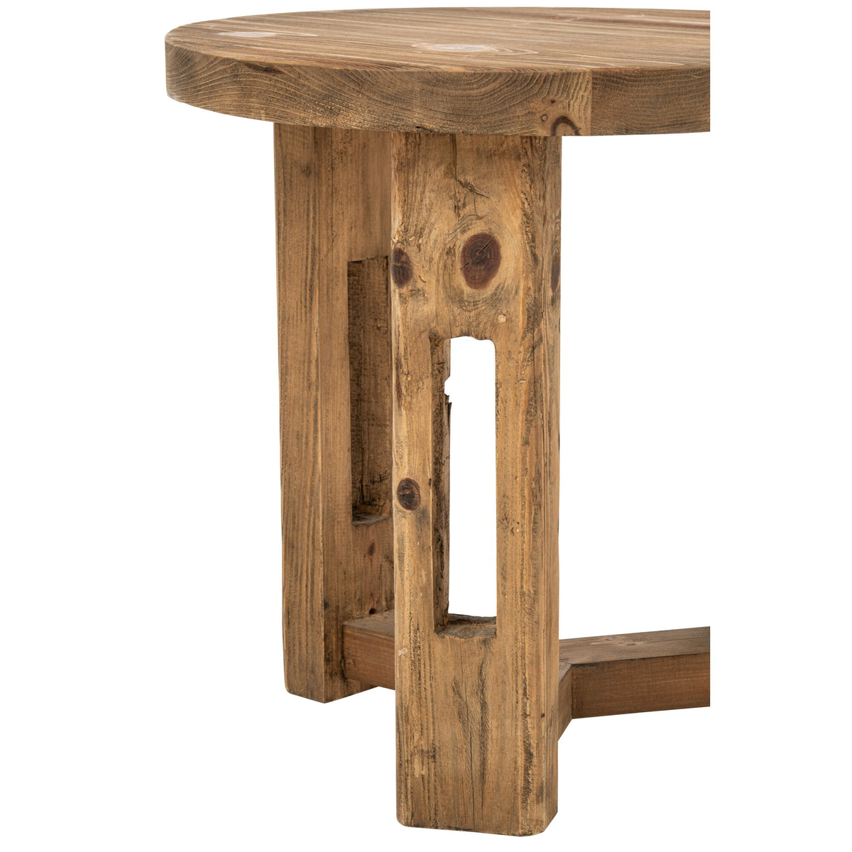 Tavolino Rotondo in Legno Riciclato Marrone J-Line