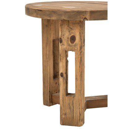 Tavolino Rotondo in Legno Riciclato Marrone J-Line